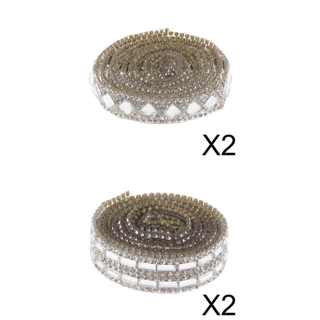 4 Piezas 1 Cinta de de Imitación de Plata Adorno de de Cristal Artesanía de Bricolaje