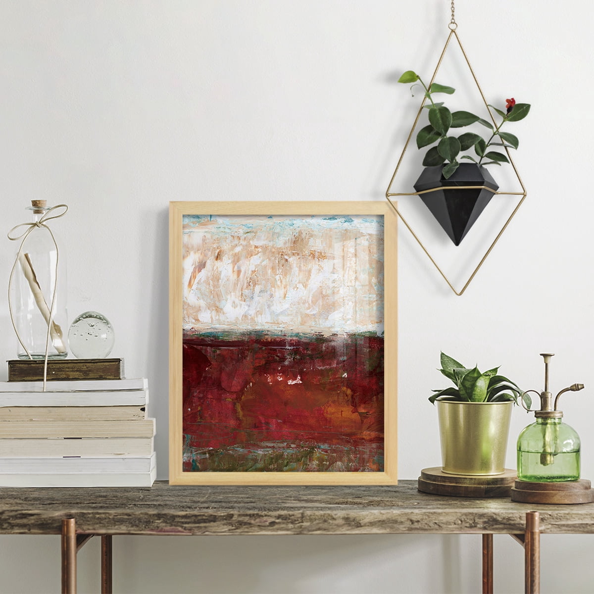 August Horizon II -Framed Print w/glass-Natural Wood