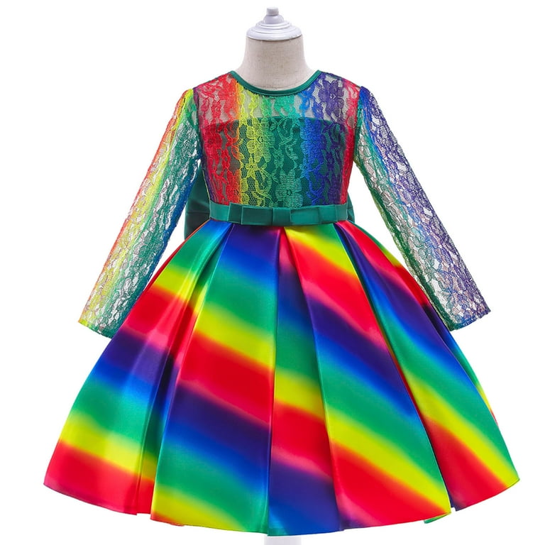 white christmas dresses Queen of Sparkles White Multi Rhinestone Rainbow Bow Pajama Top Dress main image 0