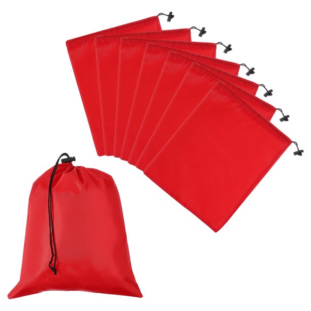 Bolsa con Cordón Uxcell con Toggle, Saco de Cuerda Impermeable para Almacenamiento de Viaje para Gimnasio 10" x 12" & 8 Paquete & Rojo