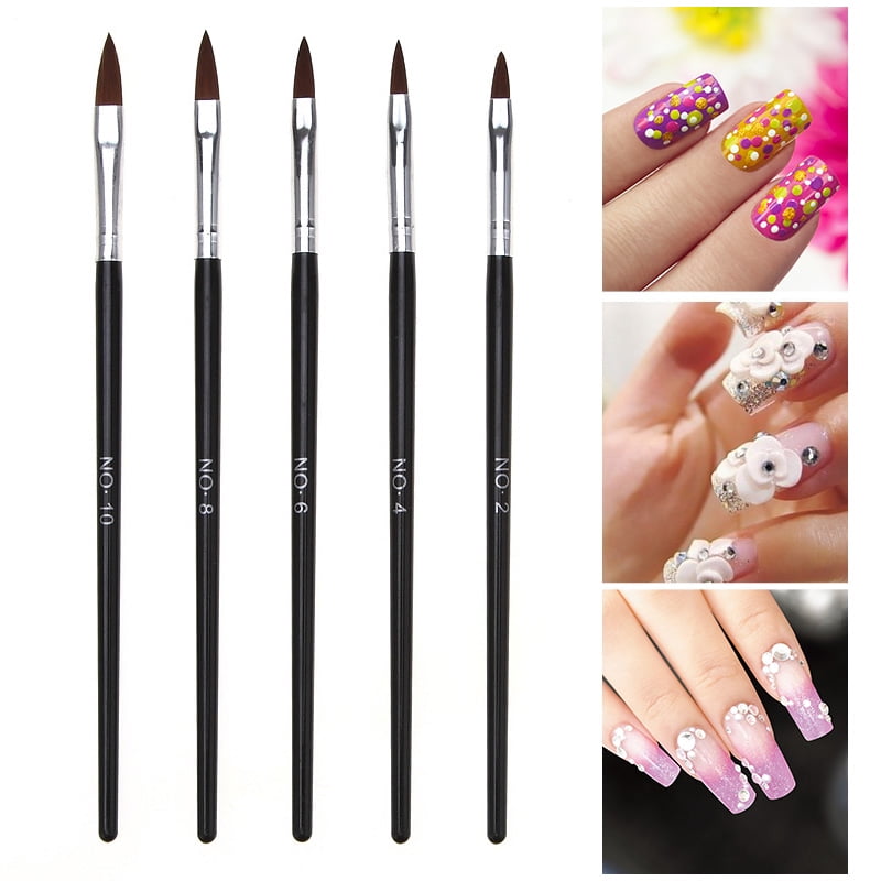Alextreme 5 Pcs Acrylic Nail Art Brush Flower Painting Pen Uv Gel Drawing Brush Nail Art Tool Walmart Com