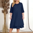thumbnail image 1 of Uootdi Robes Grande Taille pour Femmes Col Rond Manches 3/4 Robes Brodées Élégantes Robes Midi Formelles Tenue de Fête Cadeau, 1 of 9