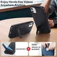 thumbnail image 3 of for iPhone 11 PU Leather Back Case, Built-in Invisible Stand [Compatible with Magsafe] Protective Slim Kickstand Anti-fall Phone Cover Compatible with iPhone 11, Black, 3 of 8