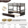 thumbnail image 3 of Costway Twin Over Twin Bunk Bed with Twin Trundle Solid Wood Frame Espresso, 3 of 10