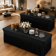 Black Spandex Table Cloths For 6 Foot Rectangle Tables 2 Pack Wrinkle ...
