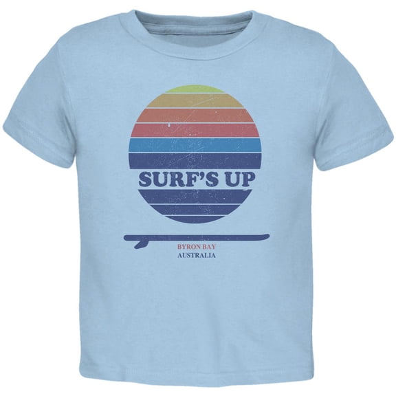 Surf's Up Byron Bay Australia Toddler T Shirt Light Blue 3T