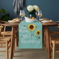 thumbnail image 2 of Sunflowers Table Runner - 70 Inch Long, Kitchen Dining Table Runner Dresser Scarves, Modern Bee You Are My Sunshine Teal Green Farmhouse Decor for Coffee Tables Wedding Party Banquet, 2 of 8