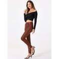 thumbnail image 4 of DARING DIVA Women High Waist Stretch Legging Faux Leather Pants Large Brown, 4 of 6