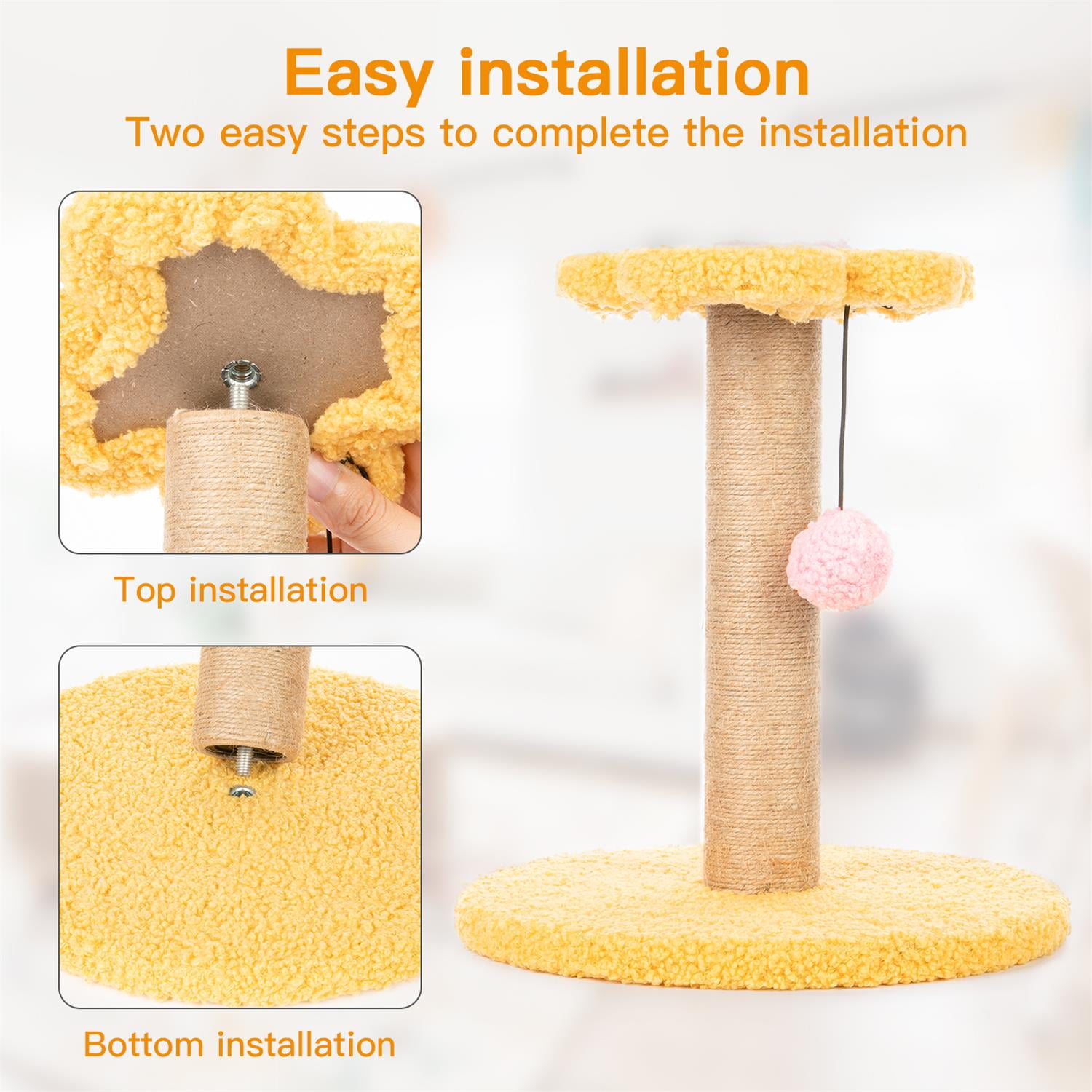 Pefilos 23" Cat Scratching Post, Small Cat Scratcher Tree for Indoor Cats with Removable Flower Cat Bed, Cat Tree Tower with Spring Ball, Red Pefilos 23" Cat Scratching Post, Small Cat Scratcher Tree for Indoor Cats with Removable Flower Cat Bed, Cat Tree Tower with Spring Ball, Red