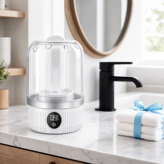 Portable Mini Washing Machine, Cordless Rechargeable Washer with Digital Timer, Compact Travel Laundry for Underwear & Delicates – USB Charging