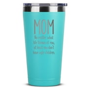 Mom, Ugly Children - 16 oz Mint Insulated Stainless Steel Tumbler w/Lid Mug Cup for Women - Birthday Mothers Day Christmas Gift Ideas from Daughter Son - Mother Moms Madre Gifts Idea Kid Children