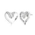 thumbnail image 1 of Dazzlingrock Collection Round White Diamond Heart Pushback Stud Earrings for Women (0.08 ctw, Color I-J, Clarity I1-I2) in 14K White Gold, 1 of 6