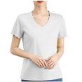 thumbnail image 3 of QUNYINEY Womens Tshirts Short Sleeve V Neck Casual Solid Tops Cotton Breathable Pullover Loose Shirts, 3 of 5