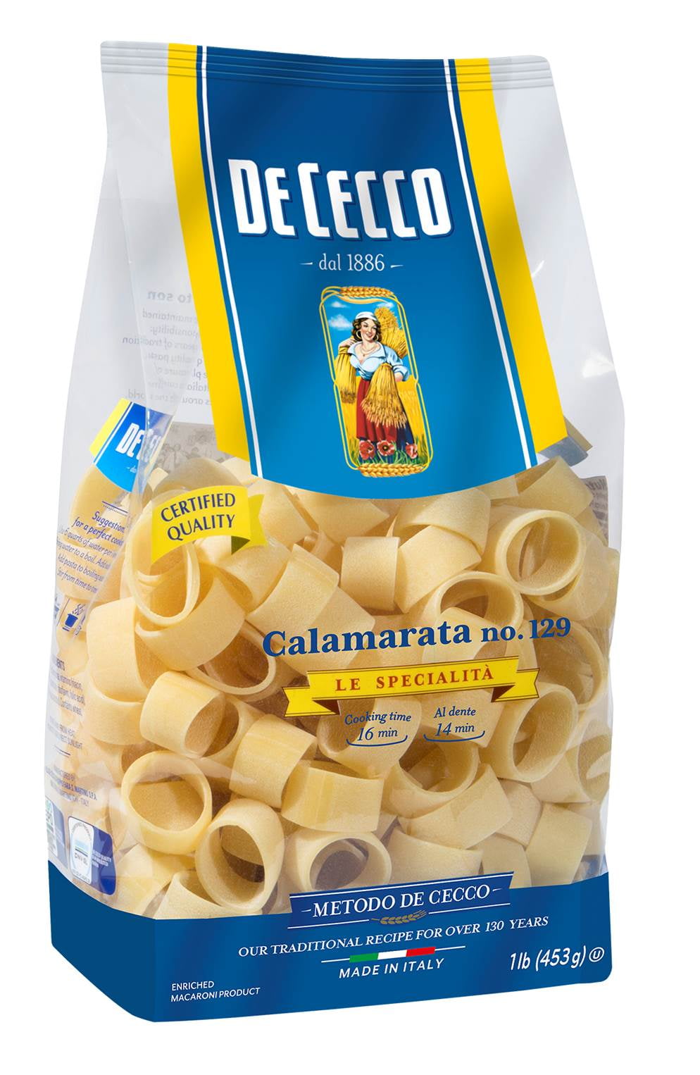 De Cecco Calamarata No.129 Pasta, 16 oz