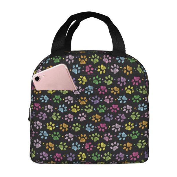 Easygdp Colorful Paw Bolsa Térmica Premium - Tela Oxford Impermeable, Gran Capacidad, Bolsillo Frontal, Unisex para Trabajo, Escuela, Actividades al Aire Libre y Picnics