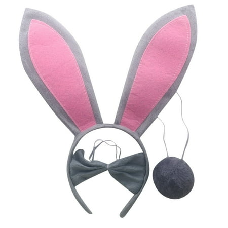 

Easter Headband Bow Tie Tail Children Adult Holiday Performance Three Piece Set for Kids