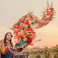 thumbnail image 1 of Dragon Poi Dance Dragon Ribbon Set, 6.5 Ft / 13 Ft Long Washable Dragon Flinging Poi With Travel Bag,Flinging The Dragon Spiral Practice Ribbon Streame For Beginner, 1 of 6