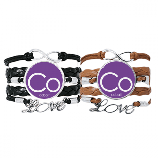 Chestry Elements Period Table Transition Metals Cobalt Co Bracelet Hand Strap Leather Rope Wristband Double Set