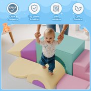 Reasea 7 PCS Foam Climbing Blocks for Toddlers 1-3, Climb and Crawl Activity Playset, Soft Foam Climber, Pink