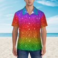 thumbnail image 4 of Balery Rainbow Glitter Print Men's Hawaiian Shirts Short Sleeve Beach Shirt Relaxed Fit Vacation Button Down Shirts-XX-Large, 4 of 9