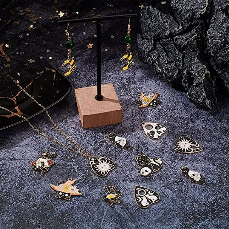 1 Box 18Pcs Gothic Charms Tarot Style Ouiji Board Charm Planchette Charms  Yes No Enamel Snake Moon Charm Cat 