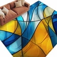 thumbnail image 2 of 5x7 Washable Area Rug, Abstract Art Non-Slip Large Rectangle Rug for Living Room Bedroom, Blue Yellow Gradient Wavy Lines Geometric Modern Indoor Floor Mat for Home Decor, 2 of 9