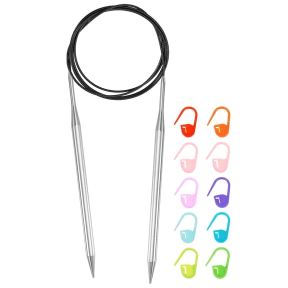 Uxcell Knitting Needles Size US 10.5(6.5mm) Circular Needle 47 Inch(120cm) Round Metal Stainless Steel Needle for Handmade Projects DIY Knitting