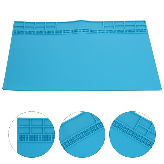 LOLIPPYY Silicone Magnetic Work Mat Blue Heat Resistant Electronics Repair Pad with Screw Storage