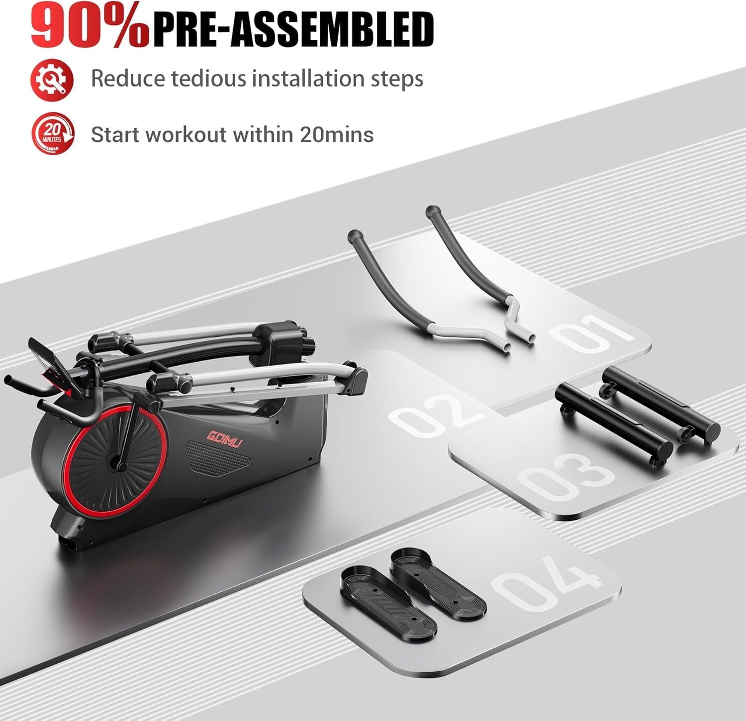 Elliptical Machine, Elliptical Exercise Machine for Home with Hyper-Quiet Magnetic Driving System, Elliptical Trainer with 15.5IN Stride, 8 Level Dynamic Resistance, 350LBS Loading Capacity