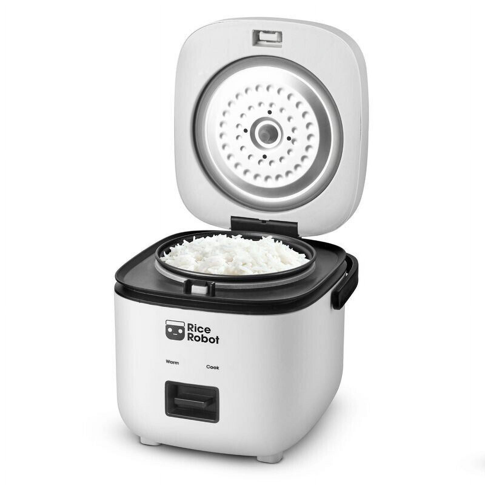 Rice Robot 4 Cup White Space Saving Rice Cooker with Ceramic Nonstick Inner Pot