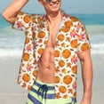 thumbnail image 7 of Yiaed Orange Autumn Leaves Print Hawaiian Shirt for Men Short Sleeve Button Down Shirts Beach Shirts for Men,Large, 7 of 7