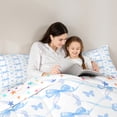 thumbnail image 4 of Homewish Cartoon Blue Ribbon Twin Bedding Sets 7-Piece, Dreamy Butterfly Animal Bedding Comforter Set, Teen Kid Girl Women Reversible Sheet Sets, Lightweight Room Decor, 4 of 7