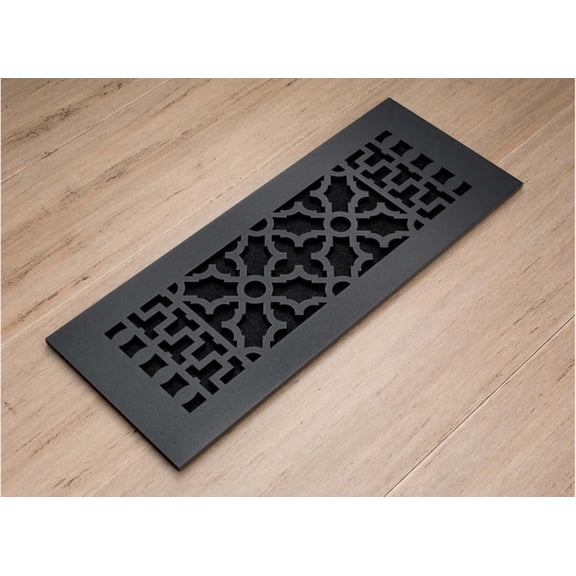 Reggio Registers 612-Nh Scroll Series 4" X 10" Floor Grille - Cast Iron