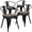 Black, variant on Flash Furniture 4 Pk. Green Metal Chair with Wood Seat and Arms