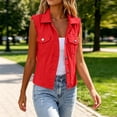 thumbnail image 4 of Aimik Women's Sleeveless Frayed Denim Vest Button Down Jacket with Flap Pockets, 4 of 6