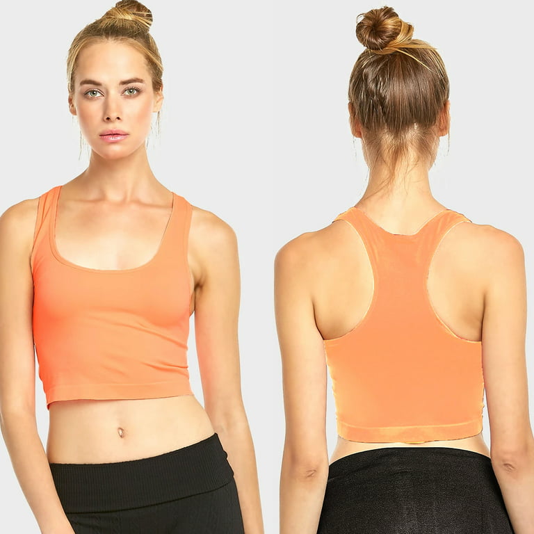 1 Women's Peach Sports Bra Fitness Yoga Crop Tank Top Stretch