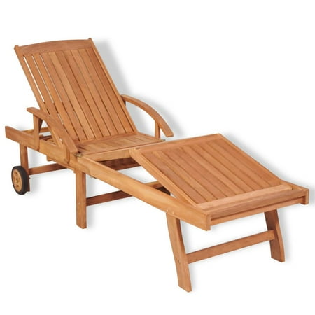 White Chaise Lounge Chairs Outdoor Chaise Lounge with 2 Wheels and Pull-out Table for Easy Movement Folding Recliner 5 Adjustable Position Lounge Chair ()