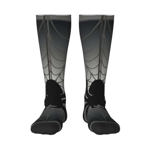 Fotbe Black Spiders Calcetas Divertidas Estampadas para Hombre y Mujer, Calcetas de Algodón hasta la Rodilla para Caminar, Correr, Enfermería y Embarazo