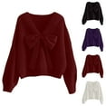 thumbnail image 5 of Women Pullover Sweater Valentine'S Day Elegant Knit Pullover Sweater With 3D Bow Tie Collar For Festive Soft Winter Yarn Top Purple Xxl, 5 of 7