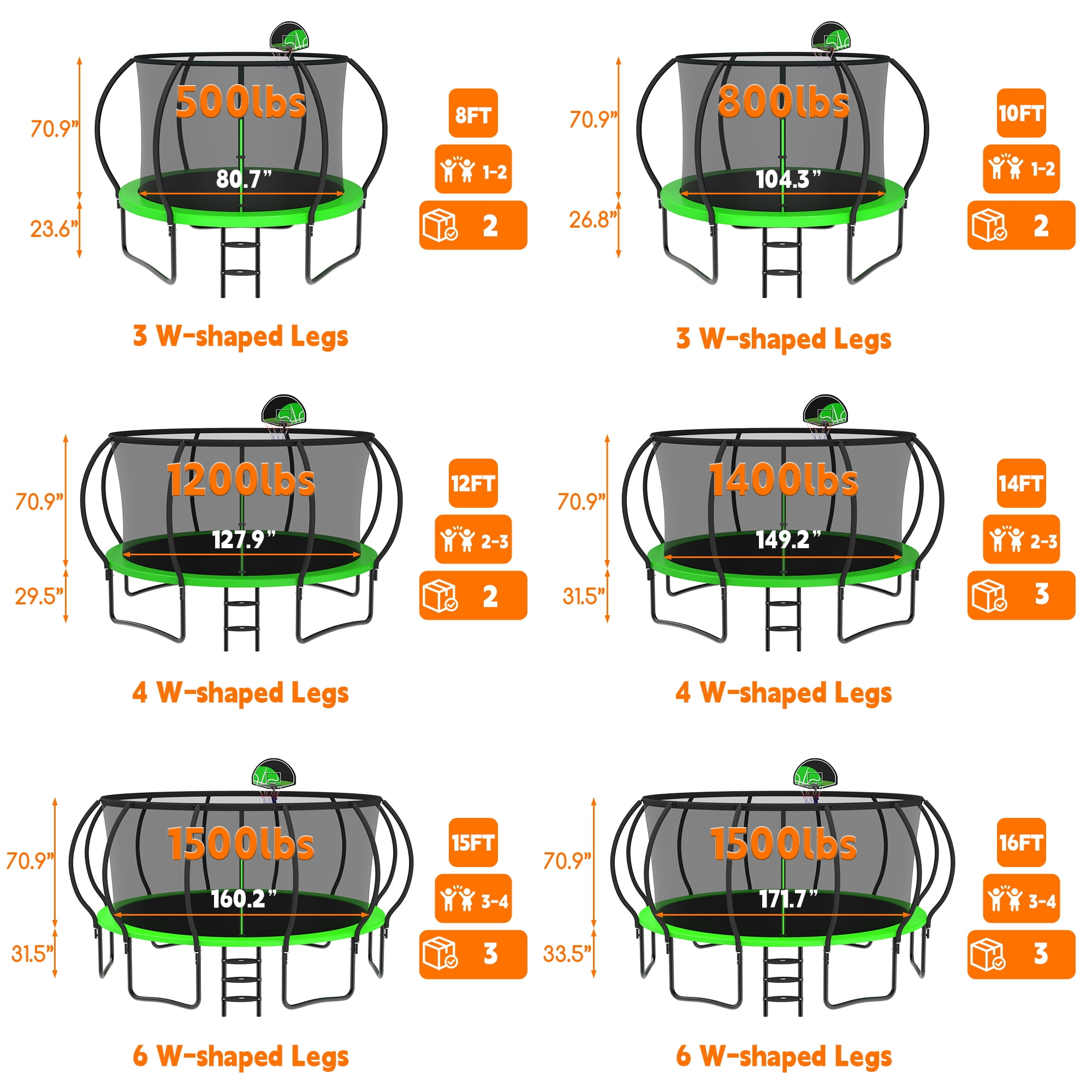 DeepRoar 2026 Upgraded 14FT Trampoline for Kids and Adults, Heavy Duty 1400LBS Outdoor Trampoline Set with Enclosure, Basketball Hoop, Light and Sprinkler, Recreational Trampolines for Backyard