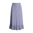thumbnail image 6 of Women Plaid Stripe Skirts Checkered Stripes Gingham Skirts Boho Maxi Skirts Slim Fit Elastic High Waist Skirt Flowy Tiered A Line Skirt Beach Vacation Going Out Outfits, 6 of 6