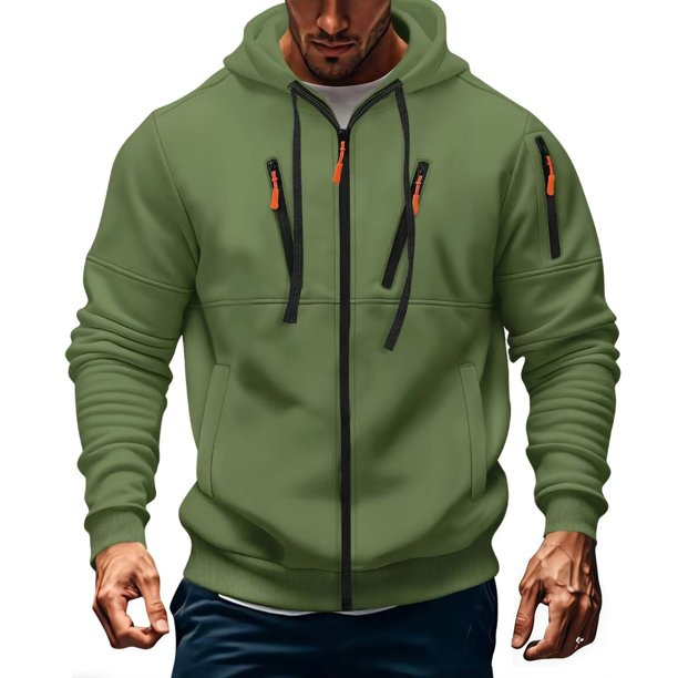 Yaoyar Men's Zip Up Hoodie Color Block Long Sleeve Casual Sweatshirt with Pocket Men's Long Sleeved Hooded Top