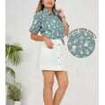 thumbnail image 2 of LA LEELA Women's Beach Halloween Costumes Hawaiian Shirt Spooky Skull Print Blouse Tops Short Sleeve Button Down Holiday Party Shirts for Women S Slate, 2 of 4