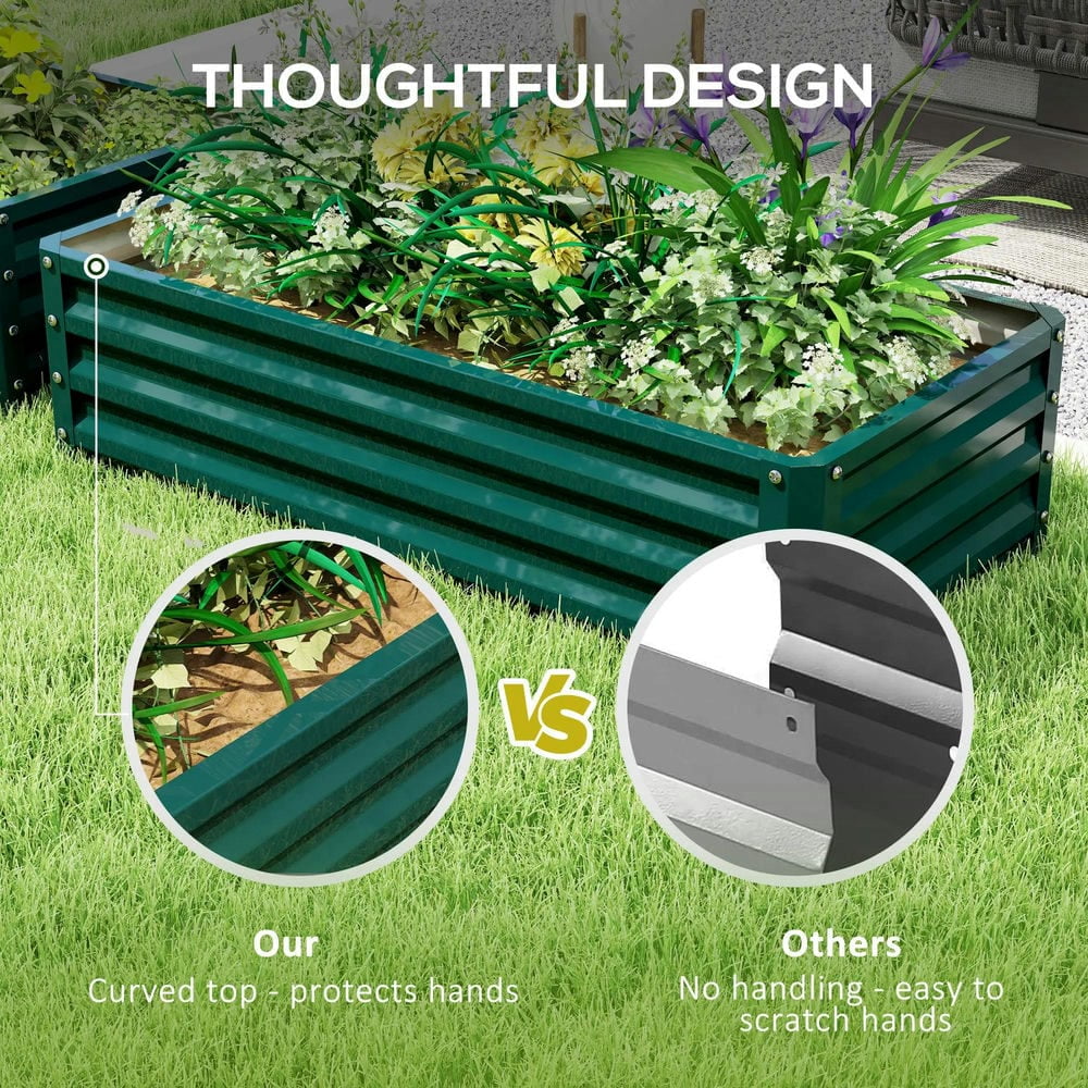 Spaco Galvanized Raised Garden Bed, 4' x 2' x 1' Metal Planter Box for Outdoor Growing Vegetables, Flowers, Herbs, Succulents, Green