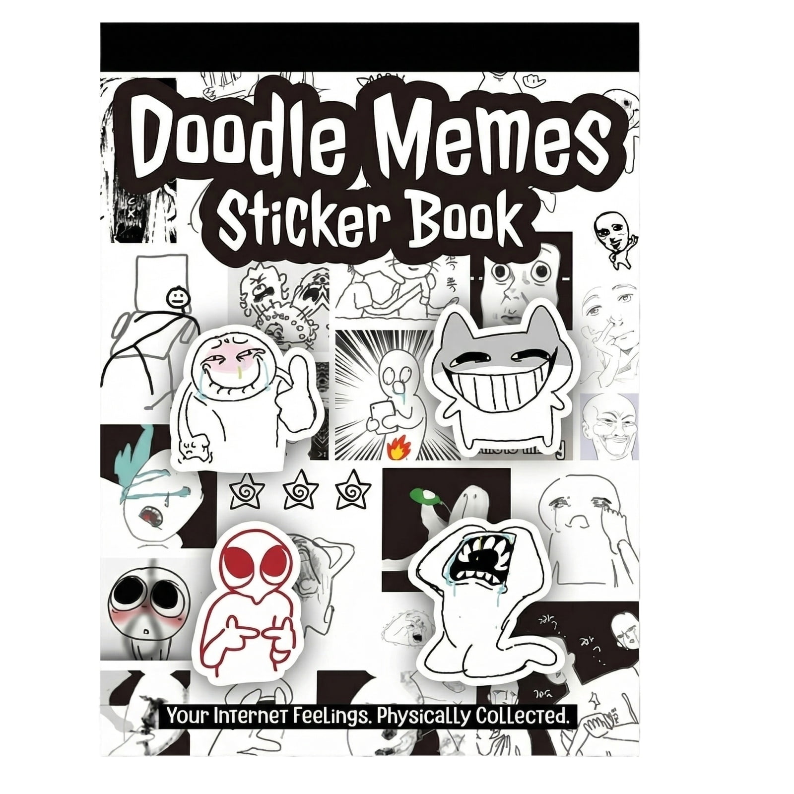 Meme for Adults, Waterproof for Water Bottle, 6X9 In, Scrapbook Sticker Book, Journaling Supplies, 2026 Decorations, Black White, 1 Pc