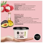 Organic Shop Lychee & 5 Essential Oils Nourishing Body Cream, 100% Vegan & Organic, Daily Hydration & Moisturizer, Body, Face, Hand & Foot Natural Lotion, Intensive Care & Skin Hydration. 250ml
