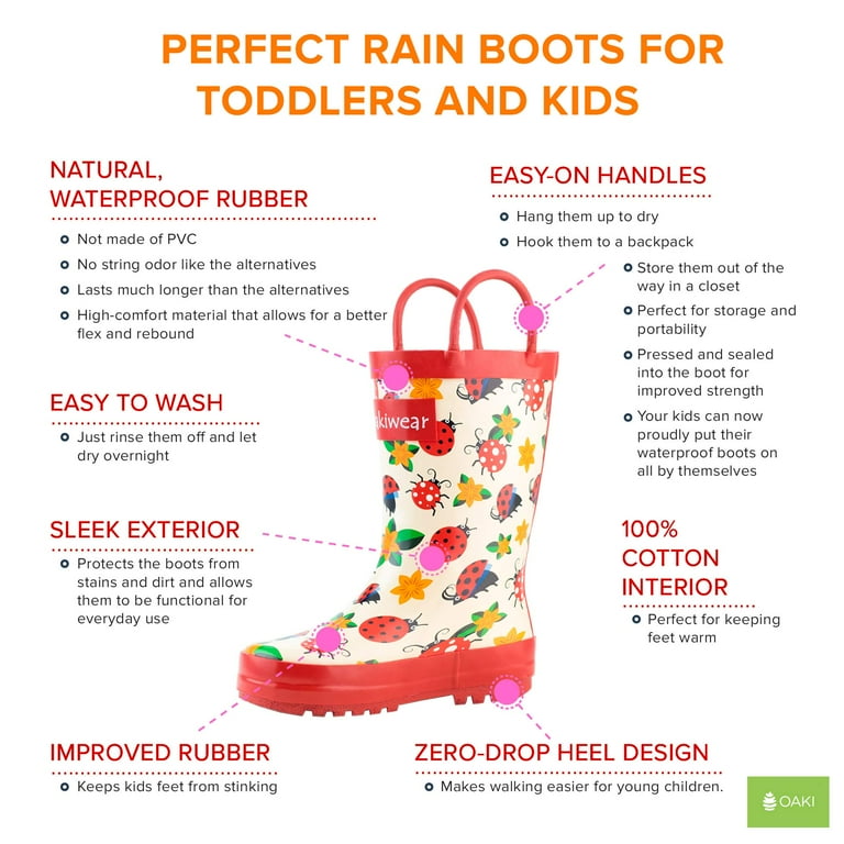 Near Me Hibigo Children's Natural Rubber Rain Boots With Handles