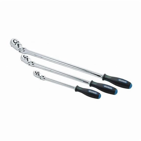 1/4", 3/8", 1/2" Drive 36 Geared Teeth Pear Hand Ratchet Set, Chrome 384T87