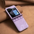 thumbnail image 4 of ELEHOLD Leather Case for Samsung Galaxy Z Flip5 2023,Shockproof Premium PU Leather Emboosed Pattern Slim Lightweight Anti-Scratch Case Cover for Samsung Z Flip5 5G,Purple, 4 of 8