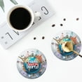 thumbnail image 5 of Kll Round Shape Drink Coasters Set Of 4,Pu Leather Absorbent Coasters Set Decorative Coffee Cup Coasters Housewarming Gift For Home Decor-Travel Around The World, 5 of 9
